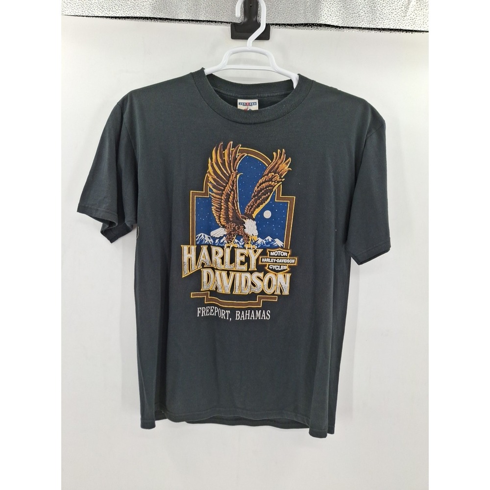 Harley-Davidson Shirt Mens Large Black Eagle Motorcycle Freeport Bahamas Biker‎